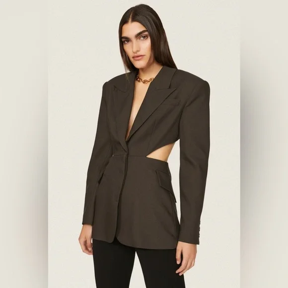 New! Ronny Kobo Lola Cutout Blazer in Chocolate Brown 🤎 Small - Picture 5 of 8